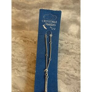 CRYSTALE Anklets by L J Silver Tone Flip Flop Moon Charm Anklet Foot Jewelry